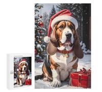 Jigsaw Puzzles for Teenagerss 1000 PCS Basset Hound Christmas Dog Puzzles for Adults Fun Games Analysis And Logic Parent-child Interaction 1000 PCS