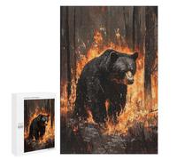 Jigsaw Puzzles for Teenagerss 1000 PCS Black Bear in Fire Adult Puzzles Toy Wall Decor Staycation Kill Time Stress Reduction Gifts 1000 PCS