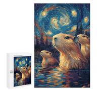 Jigsaw Puzzles for Teenagerss 1000 PCS Capybara Under Starry Night Jigsaw Puzzle Relaxing Games Home Decoration Unique Birthday And Gifts 1000 PCS
