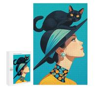 Jigsaw Puzzles for Teenagerss 1000 PCS Chic Vintage Cat Lady Art Puzzles for Adults Fun Games Analysis And Logic Parent-child Interaction 1000 PCS