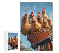 Jigsaw Puzzles for Teenagerss 1000 PCS Chickens on Rollercoaster Adult Puzzles Relax Games But Fun And Humorous for Is Ideal As A Gift 1000 PCS
