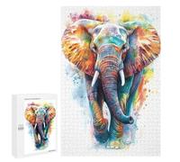Jigsaw Puzzles for Teenagerss 1000 PCS Colorful Elephant Watercolor Puzzles for Adults Fun Games Analysis And Logic Parent-child Interaction 1000 PCS