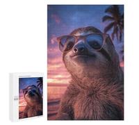 Jigsaw Puzzles for Teenagerss 1000 PCS Cool Sloth on Beach at Sunset Jigsaws for Adults Family Games Enhance Memory Unique Birthday And Gifts 1000 PCS