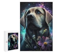 Jigsaw Puzzles for Teenagerss 1000 PCS Cosmic Labrador with Flowers Jigsaw Family Game Perfect Decoration Unique Gifts for Birthday And Christmas 1000 PCS