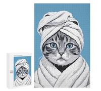 Jigsaw Puzzles for Teenagerss 1000 PCS Cute Cat Bathroom Poster Jigsaw Family Game Perfect Decoration Unique Gifts for Birthday And Christmas 1000 PCS