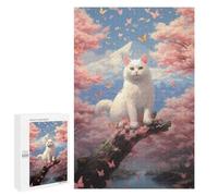 Jigsaw Puzzles for Teenagerss 1000 PCS Cute Cat Fuji Mount Puzzles for Adults Brain Teaser Game Pattern Assembly Parent-child Interaction 1000 PCS