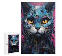 Jigsaw Puzzles for Teenagerss 1000 PCS Cyborg Cat Machine Adult Puzzles Toy Wall Decor Staycation Kill Time Stress Reduction Gifts 1000 PCS
