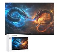 Jigsaw Puzzles for Teenagerss 1000 PCS Dragon Battle Fire Vs Ice Adult Jigsaw Toy Wall Decor Staycation Kill Time Fun Activities at Home 1000 PCS