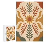 Jigsaw Puzzles for Teenagerss 1000 PCS Earth Tone Floral Pattern - Warm Botanical Wall Art for Natural Modern Spaces Jigsaw for Adults Anti-Stress Toys For Family Fun Parent-child Interaction 1000 PCS