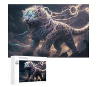 Jigsaw Puzzles for Teenagerss 1000 PCS Electric Tiger Fantasy Artwork -2 Jigsaws for Adults Anti-Stress Toys Improve Memory Difficult And Challenge 1000 PCS
