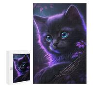 Jigsaw Puzzles for Teenagerss 1000 PCS Enchanted Black Kitten Jigsaw Puzzle Anti-Stress Toys Precision Cutting Parent-child Interaction 1000 PCS