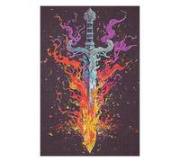 Jigsaw Puzzles for Teenagerss 1000 PCS Fire Aura Sword Adult Puzzles Hands-on Game Presents for Women Help The Brain Exercise 1000 PCS