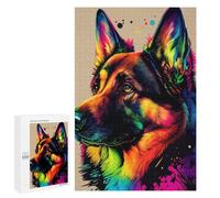 Jigsaw Puzzles for Teenagerss 1000 PCS German Shepherd Color Puzzles for Adults Brain Teaser Game Pattern Assembly Parent-child Interaction 1000 PCS