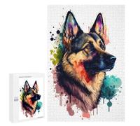 Jigsaw Puzzles for Teenagerss 1000 PCS German Shepherd Watercolor Adult Jigsaw Family Game Analysis And Logic Unique Gifts for Birthday And Christmas 1000 PCS