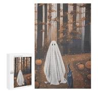 Jigsaw Puzzles for Teenagerss 1000 PCS Ghost, Cat, And Pumpkins in Autumn Forest Jigsaw for Adults Anti-Stress Toys For Family Fun Parent-child Interaction 1000 PCS