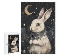 Jigsaw Puzzles for Teenagerss 1000 PCS Gothic White Rabbit with Black Rose Adult Puzzles Relax Games But Fun And Humorous for Is Ideal As A Gift 1000 PCS