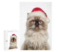 Jigsaw Puzzles for Teenagerss 1000 PCS Himalayan Cat with Santa Hat Portrait Adult Puzzles Toy Wall Decor Staycation Kill Time Stress Reduction Gifts 1000 PCS