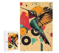 Jigsaw Puzzles for Teenagerss 1000 PCS Hummingbird with Abstract Background Hummingbird Vibrant Poster Adult Puzzles Toy Wall Decor Staycation Kill Time Stress Reduction Gifts 1000 PCS