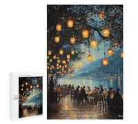 Jigsaw Puzzles for Teenagerss 1000 PCS Impressionist Inspired Lakeside Lantern Evening Jigsaw for Adults Anti-Stress Toys For Family Fun Parent-child Interaction 1000 PCS