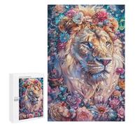 Jigsaw Puzzles for Teenagerss 1000 PCS Lion in Floral Majesty Jigsaw Puzzle Relaxing Games Home Decoration Unique Birthday And Gifts 1000 PCS
