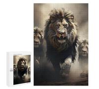 Jigsaw Puzzles for Teenagerss 1000 PCS Lion Pride Running Dusty Trail Jigsaw Family Game Perfect Decoration Unique Gifts for Birthday And Christmas 1000 PCS