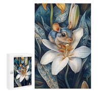 Jigsaw Puzzles for Teenagerss 1000 PCS Mouse On White Lily Adult Puzzles Toy Wall Decor Staycation Kill Time Stress Reduction Gifts 1000 PCS