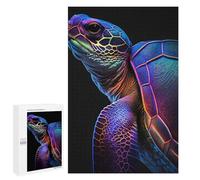 Jigsaw Puzzles for Teenagerss 1000 PCS Neon Turtle Jigsaw Puzzle Anti-Stress Toys Precision Cutting Parent-child Interaction 1000 PCS