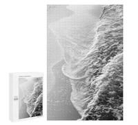 Jigsaw Puzzles for Teenagerss 1000 PCS Ocean Waves on Black And White Beach Adult Puzzles Anti-Stress Toys Staycation Kill Time Fun at Home Activities, 1000 PCS