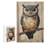 Jigsaw Puzzles for Teenagerss 1000 PCS Owl Painting on Wood Panel Simple Bird Wall Art Jigsaw for Adults Anti-Stress Toys For Family Fun Parent-child Interaction 1000 PCS