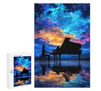 Jigsaw Puzzles for Teenagerss 1000 PCS Piano Under Starry Sky Jigsaw Puzzle Anti-Stress Toys Precision Cutting Parent-child Interaction 1000 PCS