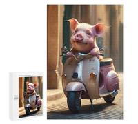 Jigsaw Puzzles for Teenagerss 1000 PCS Piglet Riding Scooter Puzzles for Adults Fun Games Analysis And Logic Parent-child Interaction 1000 PCS