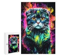Jigsaw Puzzles for Teenagerss 1000 PCS Scottish Fold Cat Portrait Neon Jigsaws for Adults Family Games Enhance Memory Unique Birthday And Gifts 1000 PCS