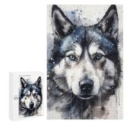 Jigsaw Puzzles for Teenagerss 1000 PCS Siberian Husky Watercolor Puzzles for Adults Brain Teaser Game Pattern Assembly Parent-child Interaction 1000 PCS