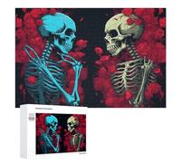 Jigsaw Puzzles for Teenagerss 1000 PCS Skulls in Love A Romantic Skeleton Artwork Adult Jigsaw Toy Wall Decor Staycation Kill Time Fun Activities at Home 1000 PCS