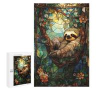 Jigsaw Puzzles for Teenagerss 1000 PCS Stained Glass Sloth Adult Jigsaw Puzzle DIY Toys Wall Art Deal As Gifts for The Whole Family 1000 PCS