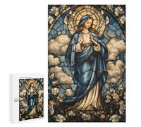 Jigsaw Puzzles for Teenagerss 1000 PCS Stained Glass Virgin Mary Puzzles for Adults Fun Games Analysis And Logic Parent-child Interaction 1000 PCS