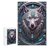 Jigsaw Puzzles for Teenagerss 1000 PCS Steampunk Metal White Wolf Jigsaw Family Game Perfect Decoration Unique Gifts for Birthday And Christmas 1000 PCS