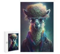 Jigsaw Puzzles for Teenagerss 1000 PCS Stylish Alpaca with Glasses Adult Puzzles Hands-on Game Stress Reliever Unique Gifts for Birthday And Christmas 1000 PCS