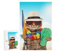 Jigsaw Puzzles for Teenagerss 1000 PCS Summer Vacation Cats Beach Jigsaw Puzzle Relaxing Games Home Decoration Unique Birthday And Gifts 1000 PCS