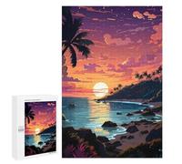 Jigsaw Puzzles for Teenagerss 1000 PCS Sunset Beach Serenity Adult Puzzles Hands-on Game Stress Reliever Unique Gifts for Birthday And Christmas 1000 PCS