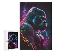 Jigsaw Puzzles for Teenagerss 1000 PCS Synthwave Gorilla Puzzles for Adults Brain Teaser Game Pattern Assembly Parent-child Interaction 1000 PCS