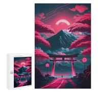 Jigsaw Puzzles for Teenagerss 1000 PCS Torii Gate Under A Pink Moon Adult Puzzles Hands-on Game Stress Reliever Unique Gifts for Birthday And Christmas 1000 PCS