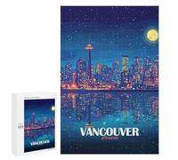 Jigsaw Puzzles for Teenagerss 1000 PCS Vancouver Canada Night Skyline Illustration Jigsaws for Adults Family Games Enhance Memory Unique Birthday And Gifts 1000 PCS