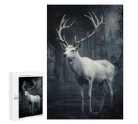 Jigsaw Puzzles for Teenagerss 1000 PCS White Stag in Ruins Adult Puzzles Toy Wall Decor Staycation Kill Time Stress Reduction Gifts 1000 PCS