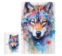 Jigsaw Puzzles for Teenagerss 1000 PCS Wolf Watercolors Puzzles for Adults Brain Teaser Game Pattern Assembly Parent-child Interaction 1000 PCS