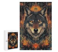 Jigsaw Puzzles for Teenagerss 1000 PCS Wolf with Golden Eyes Geometric Style Jigsaw for Adults Anti-Stress Toys For Family Fun Parent-child Interaction 1000 PCS