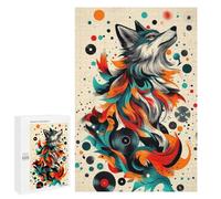 Jigsaw Puzzles for Teenagerss 1000 PCS Wolf with Vinyl Records Mystical Wolf Wall Art for Wildlife And Fantasy Fans Adult Jigsaw Puzzle DIY Toys Wall Art Deal As Gifts for The Whole Fam