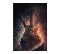 Jigsaw Puzzles for Teenagerss 1000pcs(38x26cm) Electric Guitar Fire Artwork Puzzle for Adults DIY Toys Difficult Hard Birthday And Unique Gifts 1000pcs(38x26cm)