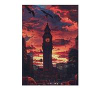 Jigsaw Puzzles for Teenagerss 1000pcs(38x26cm) S Cityscape with Clock Tower at Sunset Jigsaws for Adults Anti-Stress Toys Home Decoration for Is Ideal As A Gift 1000pcs(38x26cm) S