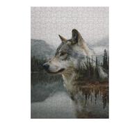 Jigsaw Puzzles for Teenagerss 1000pcs(38x26cm) S Wolf in Forest Reflection Jigsaws for Adults Relaxing Games Wall Decoration Challenging Game Gifts 1000pcs(38x26cm) S